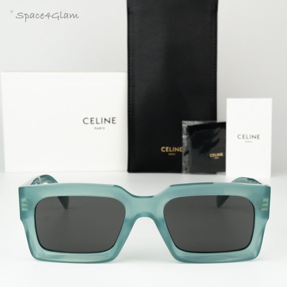 Celine Men Sunglasses CL40280U 3 DOTS 93A Light Green Grey Square BRAND NEW - Picture 1 of 7
